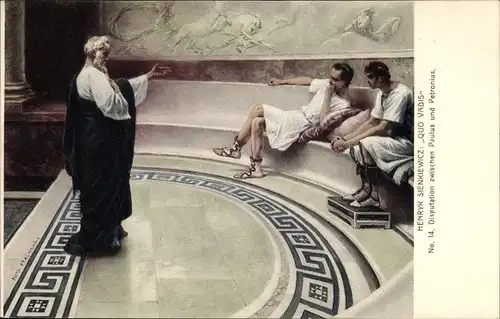 Künstler Ak Stachiewicz, Piotr, Henryk Sienkiewicz, Quo Vadis, Disputation zw. Paulus u. Petronius