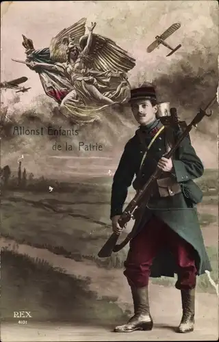 Ak Allons, Enfants de la Patrie, französischer Soldat in Uniform