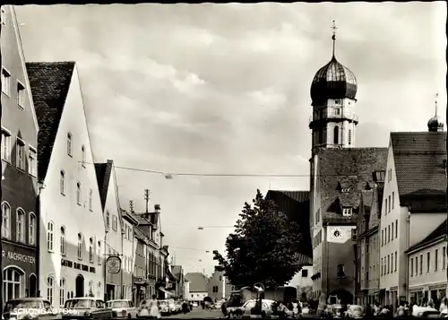 Ak Schongau in Oberbayern, Straßenpartie, Kirche, Gasthof