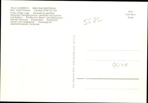 Ak Bad Bertrich an der Mosel Eifel, Villa Laubach