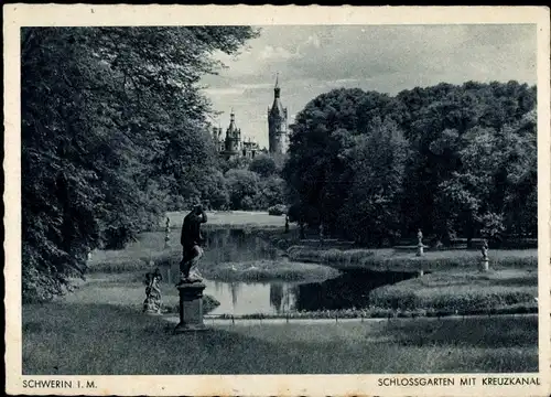 Ak Schwerin in Mecklenburg, Schlossgarten mit Kreuzkanal