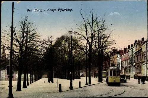 Ak Den Haag Südholland, Lange Vijverberg, Straßenbahn Linie 8, Wagen 96, Allee