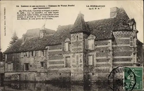 Ak Cambremer Calvados, Château de Victot Ponfol, Wassergraben