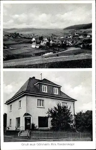 Ak Gönnern Angelburg in Hessen, Totalansicht der Ortschaft, Wohnhaus