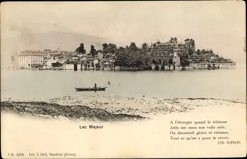 Ak Neuchâtel Neuenburg Stadt, Lac Majeur, Seeblick, Gedicht Eugène Rambert