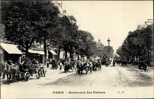 Ak Paris II. Arrondissement Bourse, Boulevard des Italiens