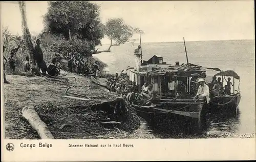 Ak Belgisch Kongo Demokratische Republik Kongo Zaire, Steamer Hainaut sur le haut fleuve