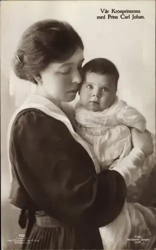 Ak Var Kronprinsessa med Prins Carl Johan, Adel Schweden