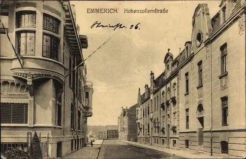 Ak Emmerich am Niederrhein, Hohenzollernstraße, Wohnhäuser, Eckgebäude