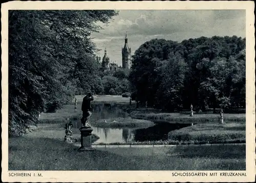 Ak Schwerin in Mecklenburg, Schlossgarten mit Kreuzkanal