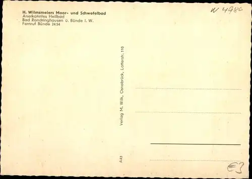 Ak Randringhausen Bünde in Ostwestfalen, Wilmsmeiers Moor und Schwefelbad, Kurhaus, Kühe