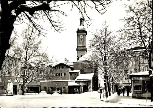 Ak Traunstein in Oberbayern, Maxplatz, Winter