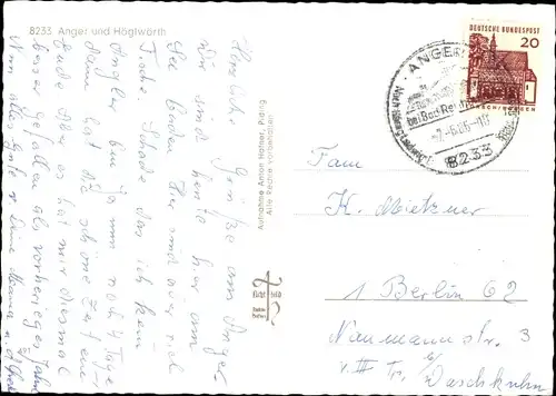 Ak Anger in Oberbayern, Kirche, Höglwörth, Gesamtansicht