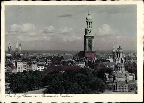 Ak Hamburg Mitte St. Pauli, Bismarckdenkmal, Türme
