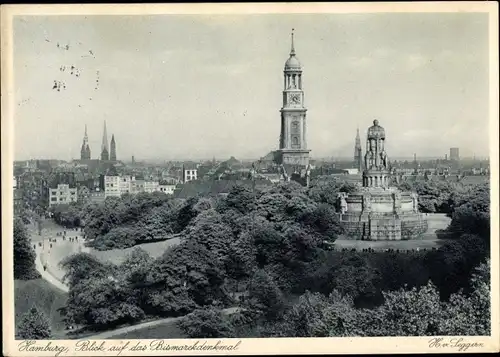 Ak Hamburg Mitte St. Pauli, Bismarckdenkmal, Türme