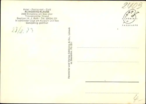 Ak Klingberg am See Scharbeutz in Ostholstein, Hotel Klingberg Klause, Terrasse