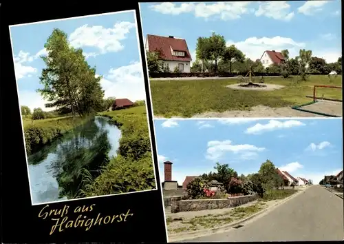 Ak Habighorst in Niedersachsen, Wasserpartie, Kinderspielplatz, Straßenpartie