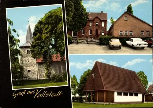 Ak Vallstedt Vechelde Niedersachsen, Kirche, Häuser, Autos