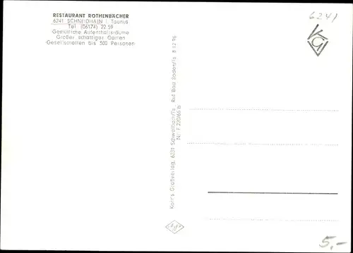 Ak Schneidhain Königstein im Taunus Hessen, Restaurant Rothenbächer, Teilansichten