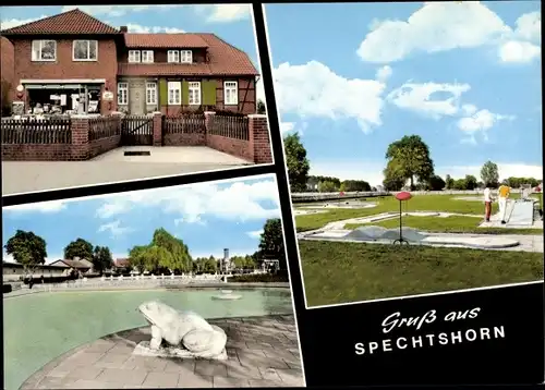 Ak Spechtshorn Hohne Niedersachsen, Minigolfanlage, Gemischtwarenladen, Schwimmbad