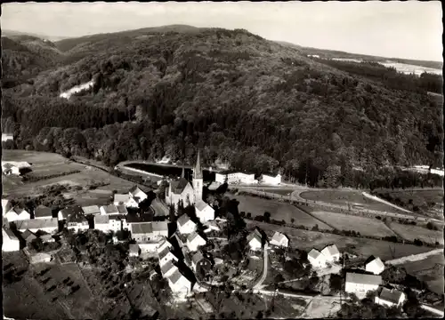 Ak Nonnweiler Saarland, Panorama, Vogelschau, Kirche