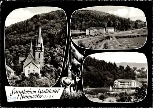 Ak Nonnweiler Saarland, Sanatorium Waldhotel, Kirche, Teilansicht