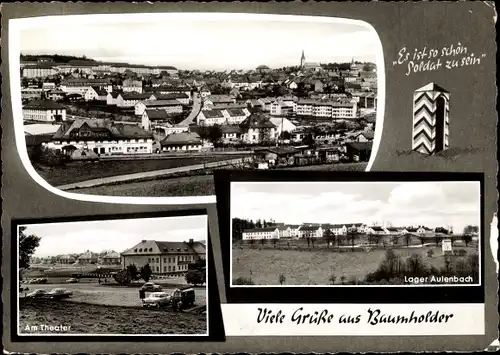 Ak Baumholder Rheinland Pfalz, Panorama vom Ort, Am Theater, Lager Aulenbach