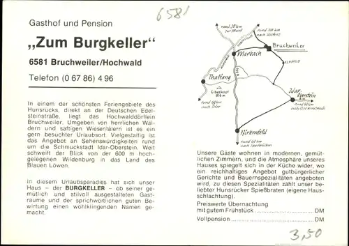 Ak Bruchweiler im Hochwald, Vogelschau, Kirche, Hotel Burgkeller