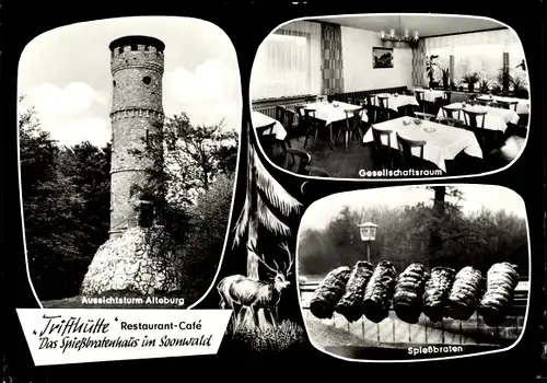 Ak Waldfriede im Soonwald Seesbach Hunsrück, Cafe "Das Spießbratenhaus", Alteburg, Trifthütte