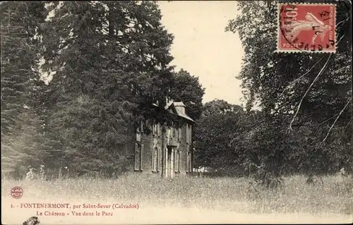 Ak Fontenermont Calvados, Le Chateau, Vue dans le Parc