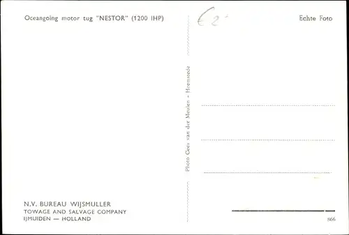 Ak Motor Tug Nestor, Schleppschiff