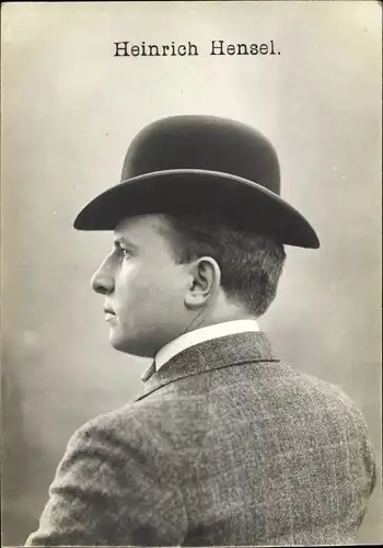 Ak Opernsänger Heinrich Hensel, Portrait mit Melone