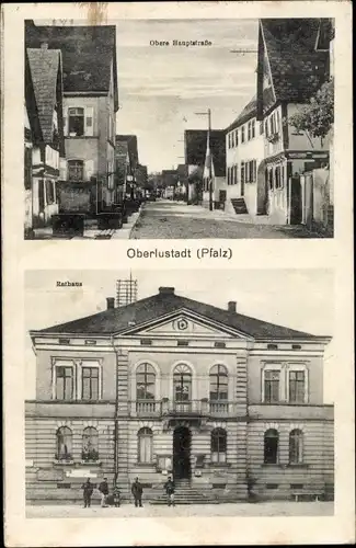 Ak Oberlustadt Lustadt in der Pfalz, Rathaus, Hauptstraße