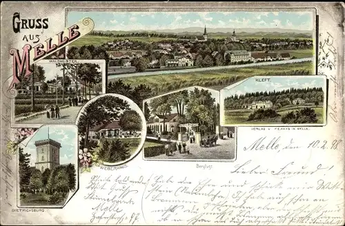 Litho Melle in Niedersachsen, Waldmeister, Weberhaus, Dietrichsburg, Berglust, Kleft