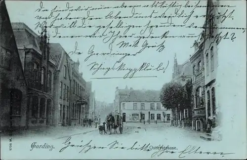 Mondschein Ak Garding in Nordfriesland, Osterstraße