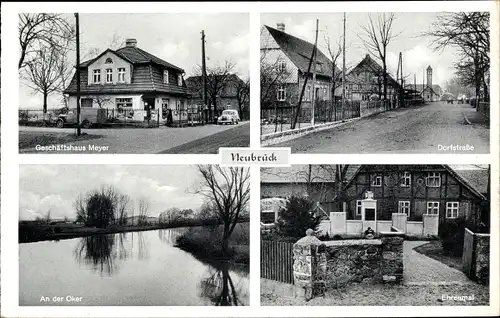 Ak Neubrück Wendeburg Niedersachsen, Geschäft Meyer, Dorfstraße, Ehrenmal, Oker