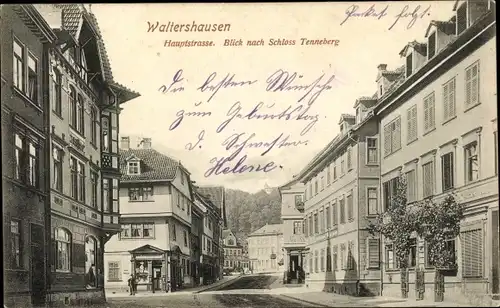 Ak Waltershausen in Thüringen, Hauptstraße, Blick nach Schloss Tenneberg