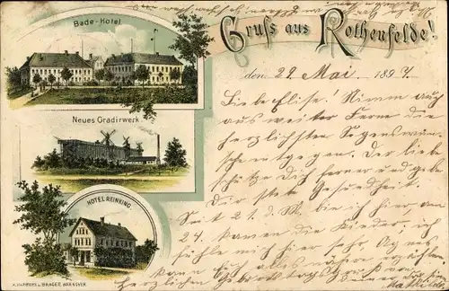 Litho Bad Rothenfelde am Teutoburger Wald, Badehotel, Gradierwerk, Hotel Reinking