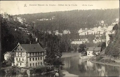 Ak Les Brenets Kanton Neuenburg, Dernier bassin du Doubs, Hotel de la Chute