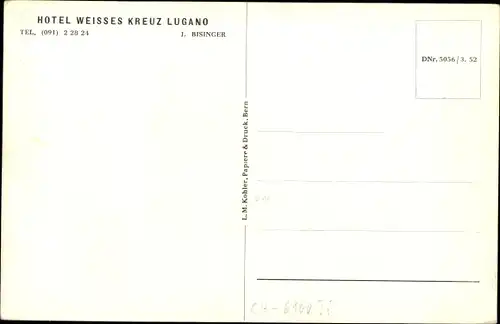 Ak Lugano Kt. Tessin Schweiz, Hotel Weißes Kreuz, Inh. J. Bisinger, Schiller, Garten