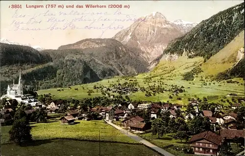 Ak Lungern Kanton Oberwalden, Gesamtansicht, Wilerhorn