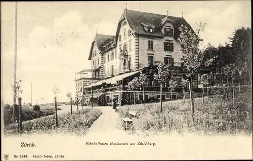 Ak Zürich Stadt Schweiz, Alkoholfreies Restaurant am Zürichberg