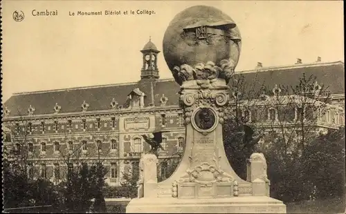 Ak Cambrai Nord, Le Monument Blériot et le Collège, Denkmal, Universität