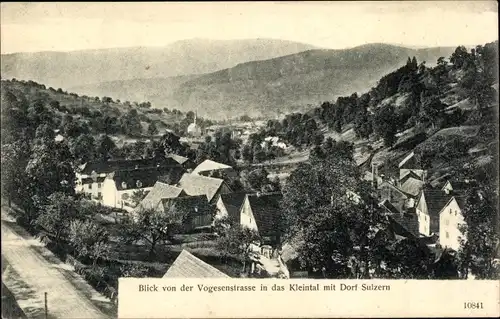 Ak Soultzeren Sulzern Elsass Haut Rhin, Blick von der Vogesenstraße in das Kleintal und auf den Ort