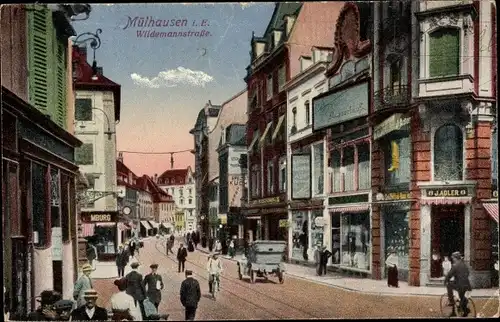 Ak Mulhouse Mülhausen Elsass Haut Rhin, Wildemannstraße, Handlung J. Adler