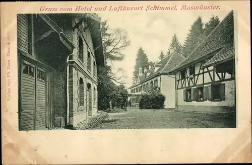 Ak Masevaux Masmünster Elsass Haut Rhin, Hotel Schimmel