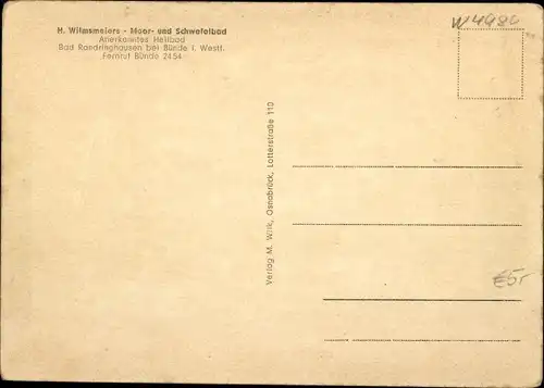 Ak Randringhausen Bünde im Kreis Herford, Wilmsmeiers Moor und Schwefelbad