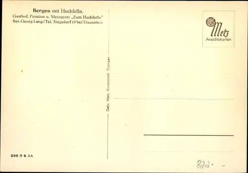 Ak Bergen im Chiemgau Oberbayern, Gasthaus Zum Hochfelln von Georg Lang