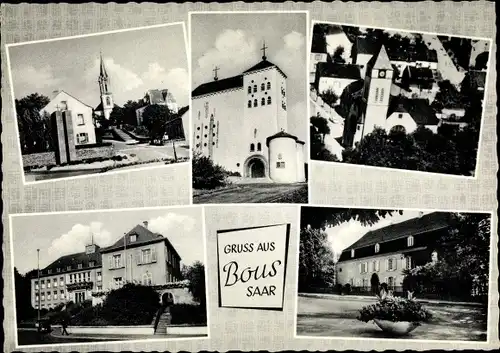 Ak Bous Saar Saarland, Kirche, Hotel, Denkmal