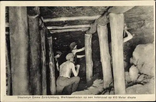 Ak Zuid-Limburg, Staatsmyn, Werkzaamheden op een kolenpostop 410 meter diepte